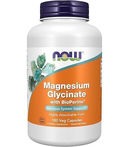 NOW Foods Magnesium Glycinate 180 Veg Capsules bottle