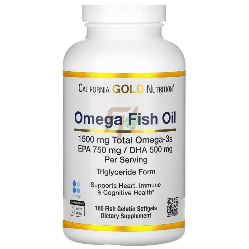 California Gold Nutrition Omega Fish Oil 1500 mg 180 softgels bottle